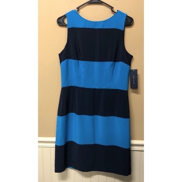 Tommy Hilfiger Women’s Sheath Dress Blue Striped Size 8 NWT - Picture 1 of 5